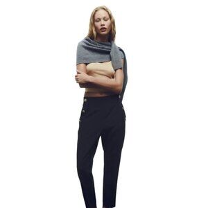 ZARA BUTTONED STRAIGHT LEG PANTS Black SIZE S | 9929/020
